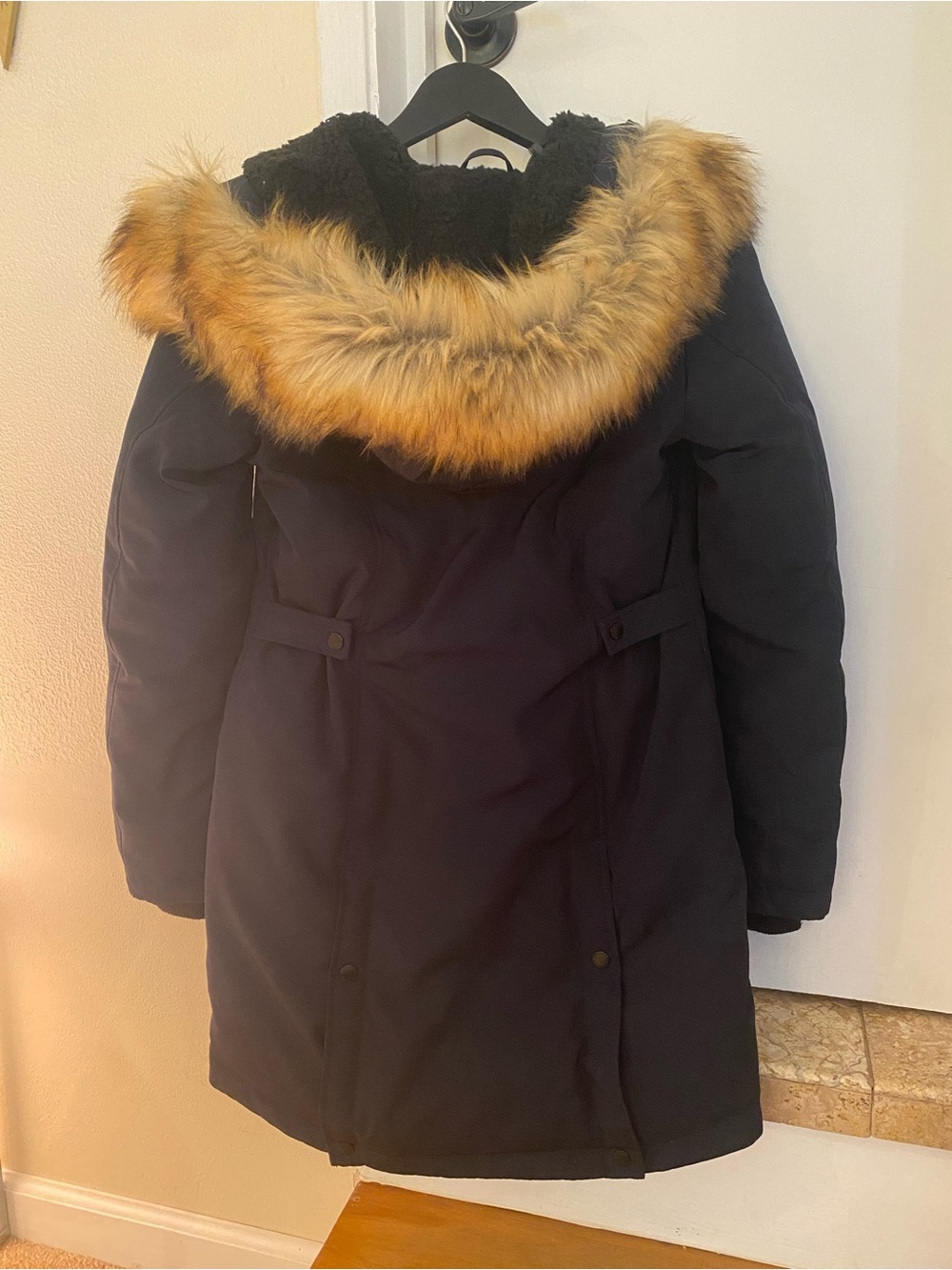 Sam Edelman Navy Faux-Fur Hooded Parka Jacket